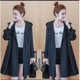 Baju Wanita Long Hoodie Aina Hn Black