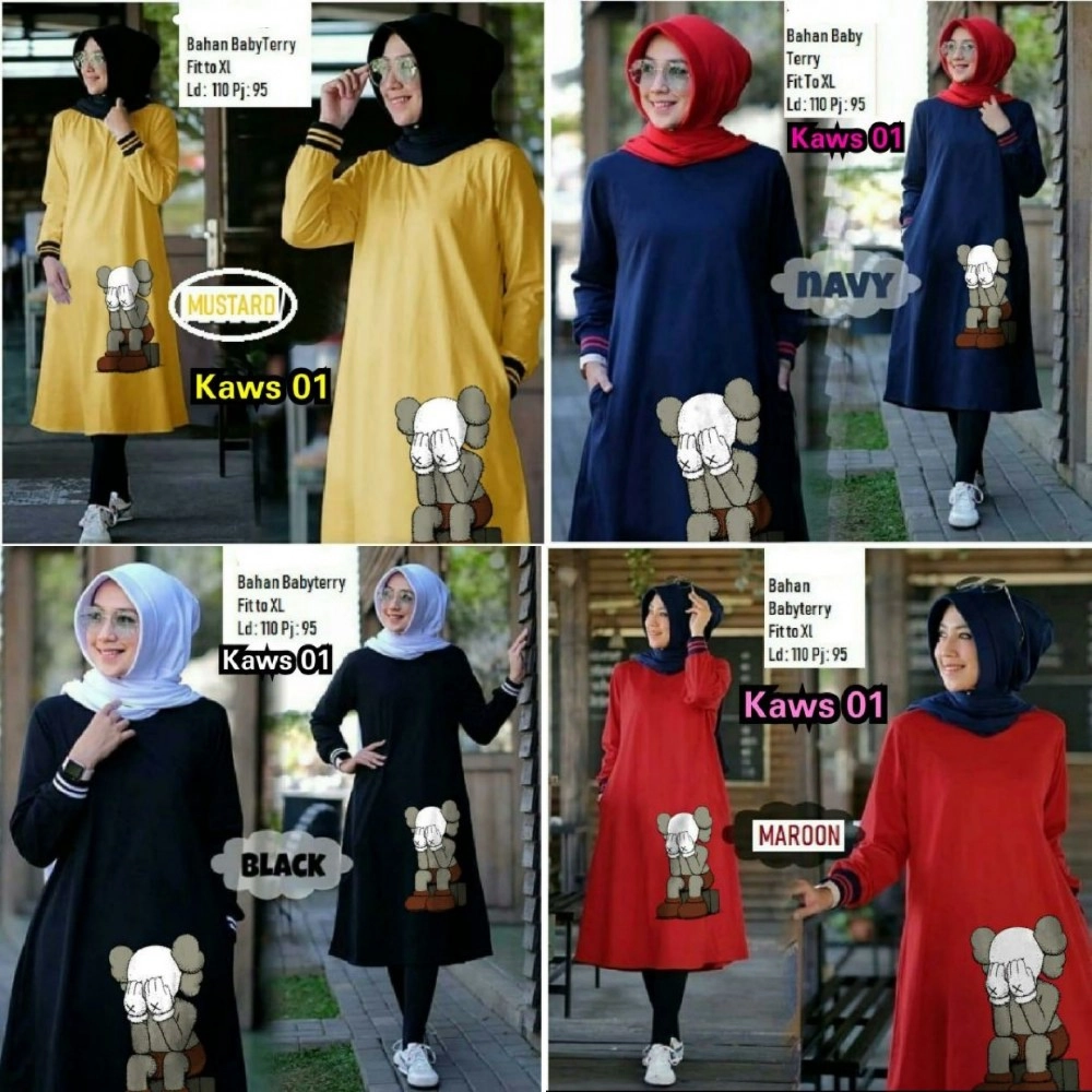 Baju Korea Tunik Kaws Lu