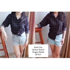 Baju Wanita Kmj Lisa Kotak Ms Hitam
