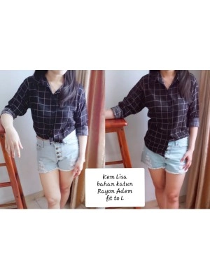 Baju Wanita Kmj Lisa Kotak Ms Hitam