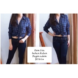 Baju Wanita Kmj Lisa Kotak Ms Navy