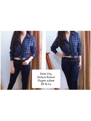 Baju Wanita Kmj Lisa Kotak Ms Navy