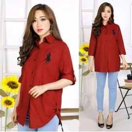 Baju Wanita Kmj Polo Bordir Sm Maroon