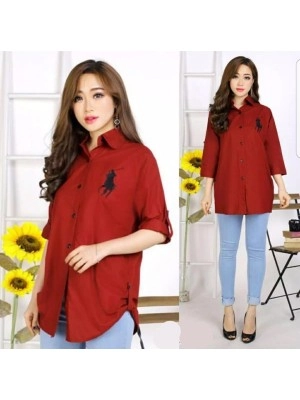 Baju Wanita Kmj Polo Bordir Sm Maroon