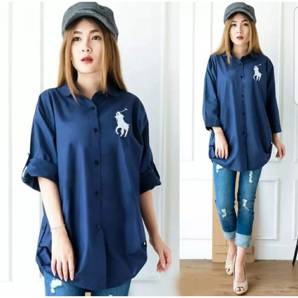 Baju Wanita Kmj Polo Bordir Sm Navy TF Baju Wanita Kmj Polo Bordir Sm Navy TF