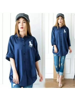 Baju Wanita Kmj Polo Bordir Sm Navy TF