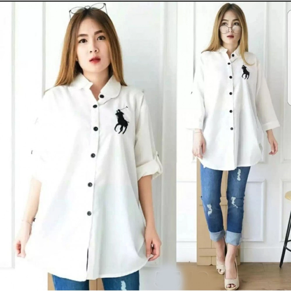 Baju Wanita Kmj Polo Bordir Sm Putih TF Baju Wanita Kmj Polo Bordir Sm Putih TF