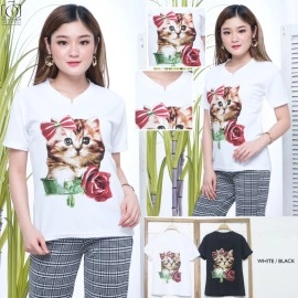 Baju Korea Top K19 Kucing Ah