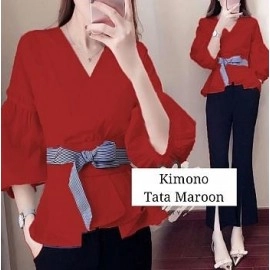 Baju Korea Top Kimono Tata Hn Maroon
