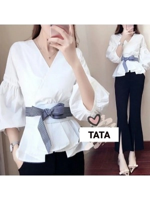 Baju Korea Top Kimono Tata Hn Putih