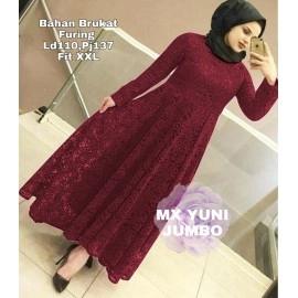 Baju Korea Jumbo Hj Maxi Yuni 3Xl Maroon