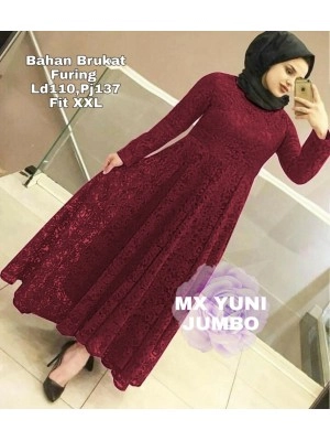 Baju Korea Jumbo Hj Maxi Yuni 3Xl Maroon