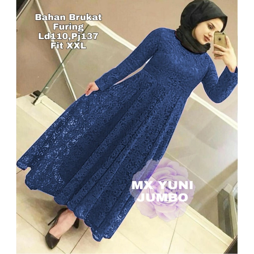 Baju Korea Jumbo Hj Maxi Yuni 3Xl Navy Baju Korea Jumbo Hj Maxi Yuni 3Xl Navy