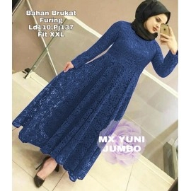 Baju Korea Jumbo Hj Maxi Yuni 3Xl Navy