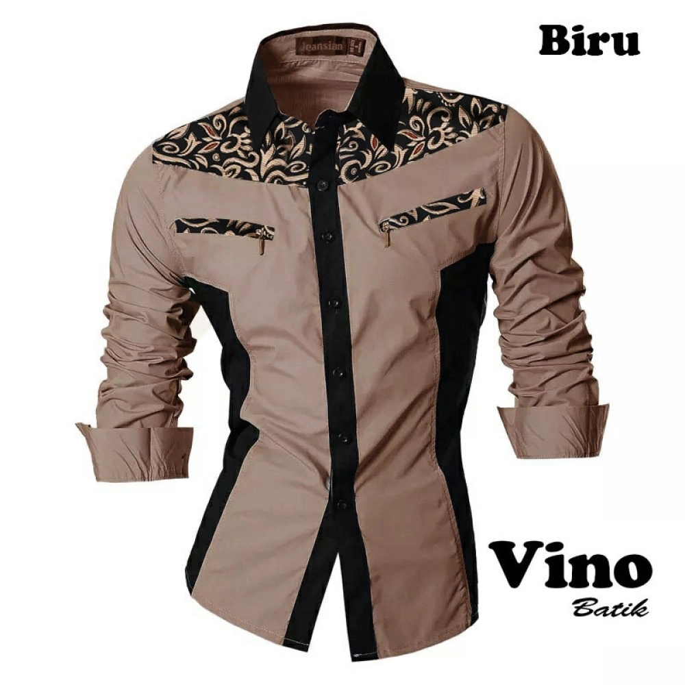Baju Pria Kmj Batik Vino Pdk Ao Khaki Baju Pria Kmj Batik Vino Pdk Ao Khaki