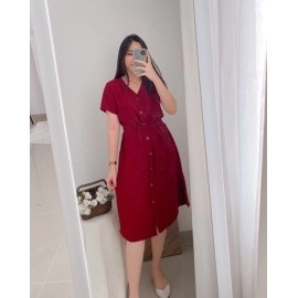 Baju Korea Drs Clarisa Oz Maroon