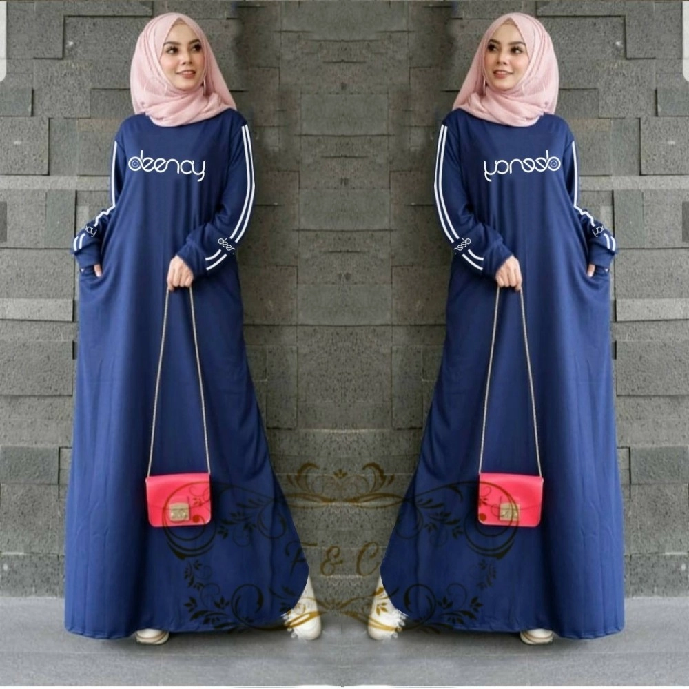 Baju Korea Hj Maxi Adira Vb Navy