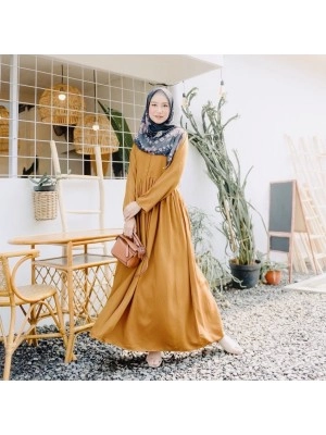 Baju Korea Hj Gamis Fitria Oz Mustard