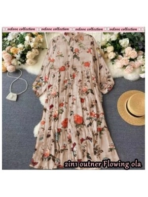 Baju Wanita Outer Flowing Ola Vl Hitam