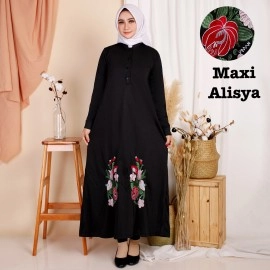 Baju Wanita Hj Maxi Alisya Ks Hitam