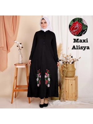 Baju Wanita Hj Maxi Alisya Ks Hitam
