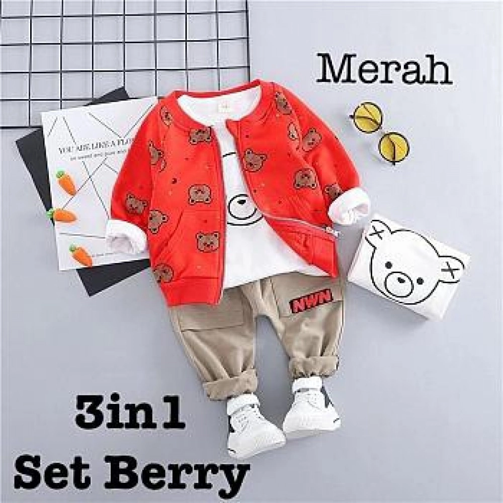 Baju Anak Kd St 3In1 Berry Ks Merah