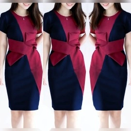 Baju Korea Drs Twotone Scuba Hn Navy