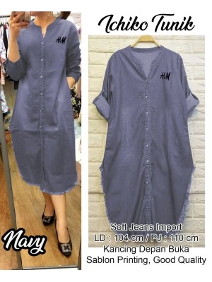 Baju Korea Tunik Jeans Hm Us Navy