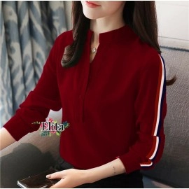 Baju Korea Blouse Elita Ij Maroon