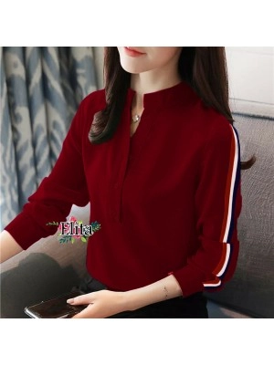 Baju Korea Blouse Elita Ij Maroon