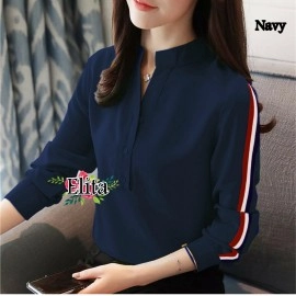 Baju Korea Blouse Elita Ij Navy