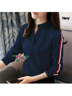 Baju Korea Blouse Elita Ij Navy
