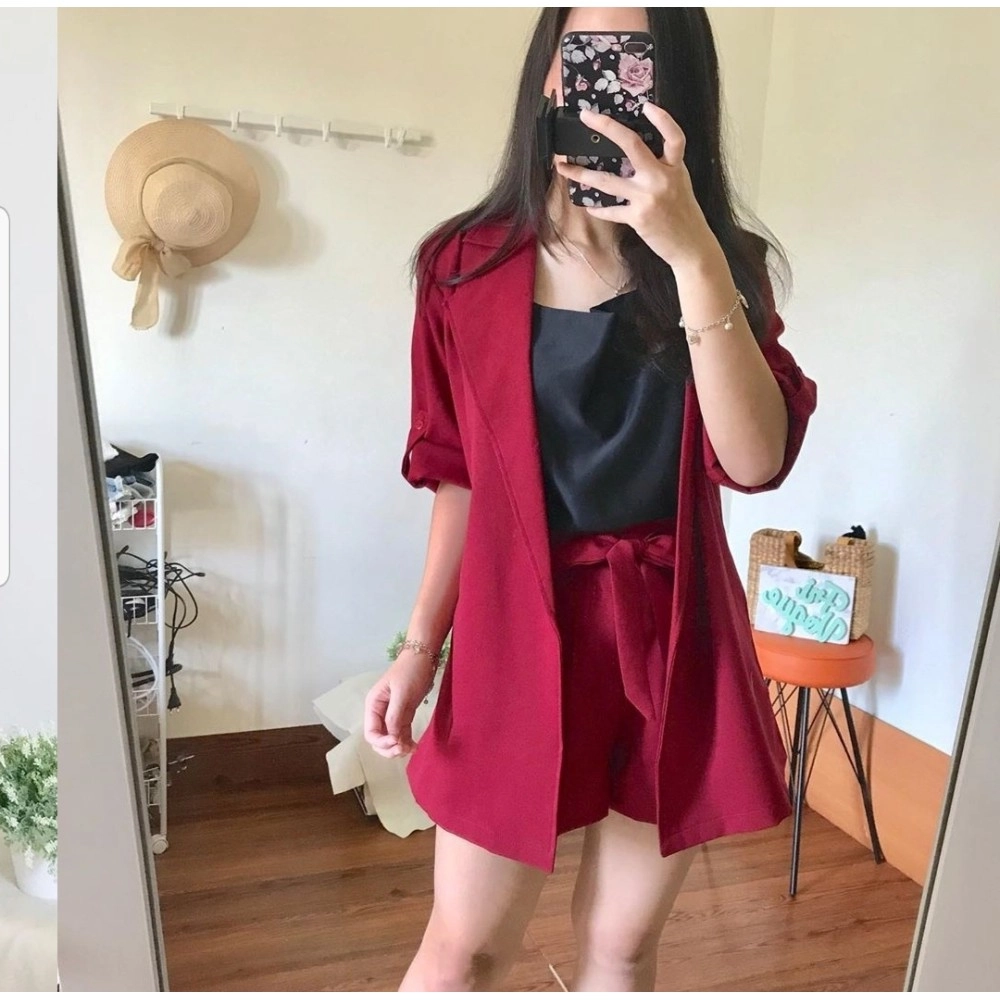 Baju Korea St Blazer Megumi Hs Maroon