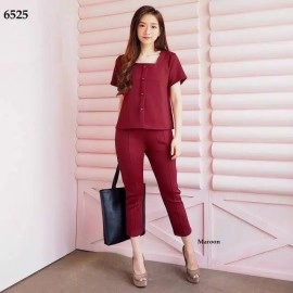 Baju Korea St Scuba Qween Hs Maroon