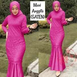 Baju Korea Hj Maxi Anggita Saten Vs Fanta