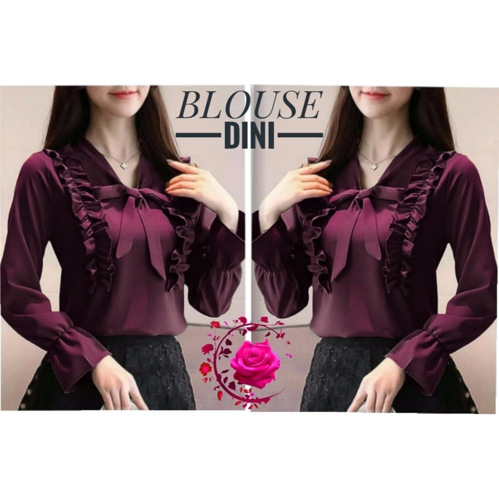 Baju Korea Blouse Dini Mb Maroon