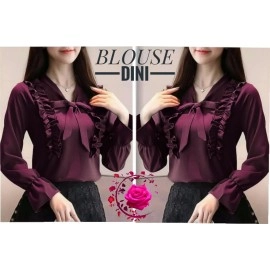 Baju Korea Blouse Dini Mb Maroon