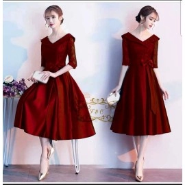 Baju Korea Drs Esmeralda Ff Maroon