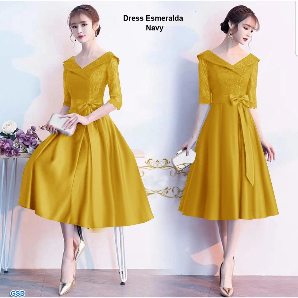 Baju Korea Drs Esmeralda Ff Mustard