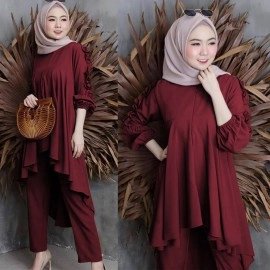 Baju Korea St Sisilia Ra Maroon