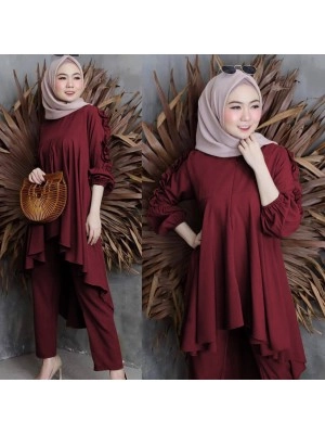 Baju Korea St Sisilia Ra Maroon