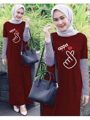 Baju Korea Hj Maxi Cesse Oppa Vs Maroon