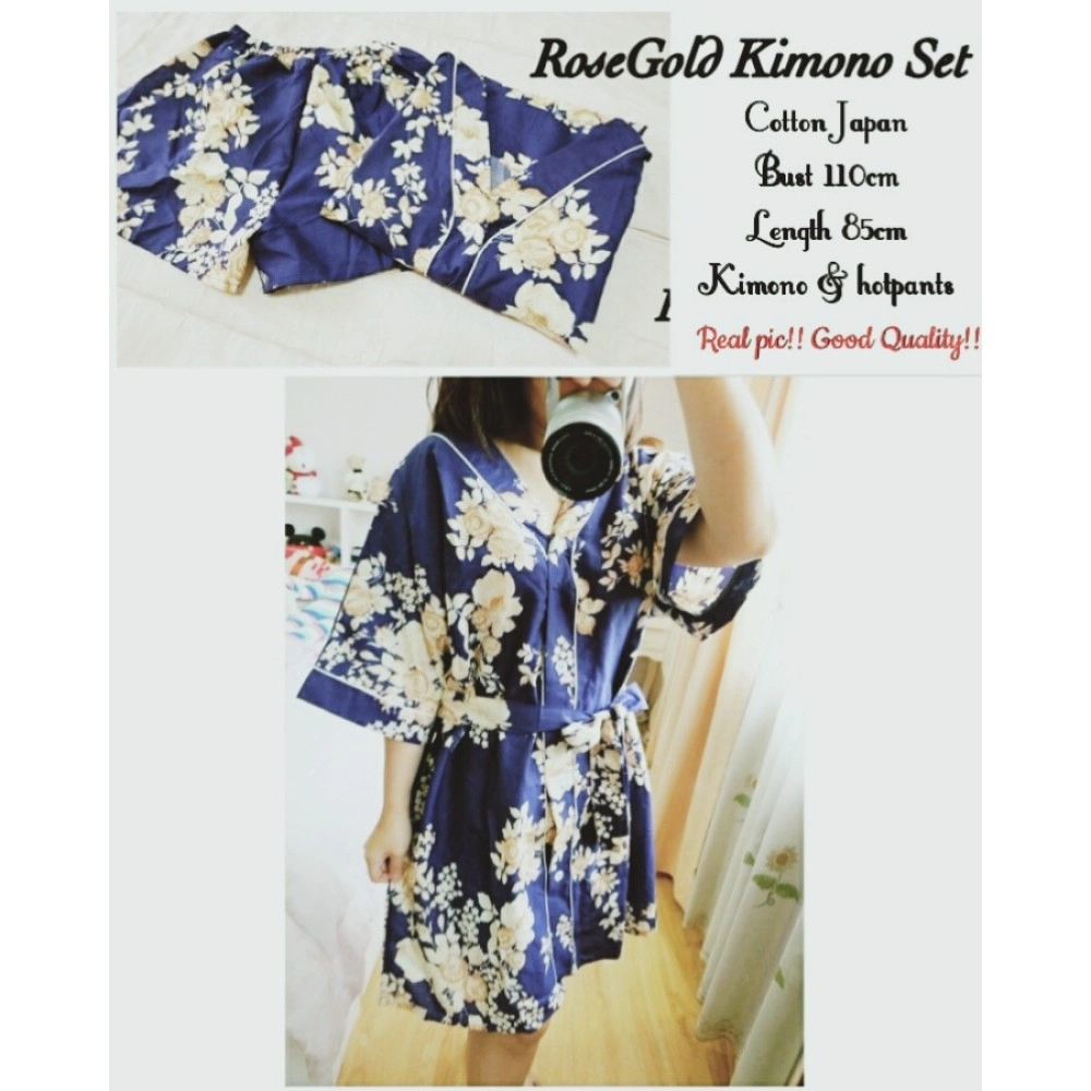 Baju Korea St Kimono Rosero Navy