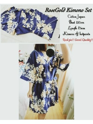 Baju Korea St Kimono Rosero Navy