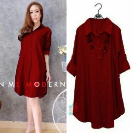 Baju Korea Long Top Maroon