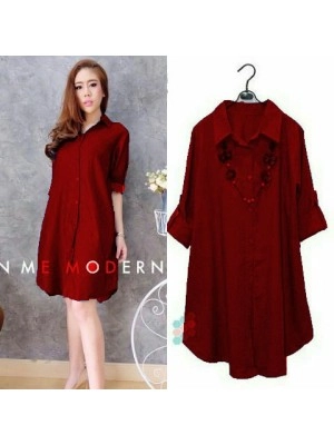 Baju Korea Long Top Maroon