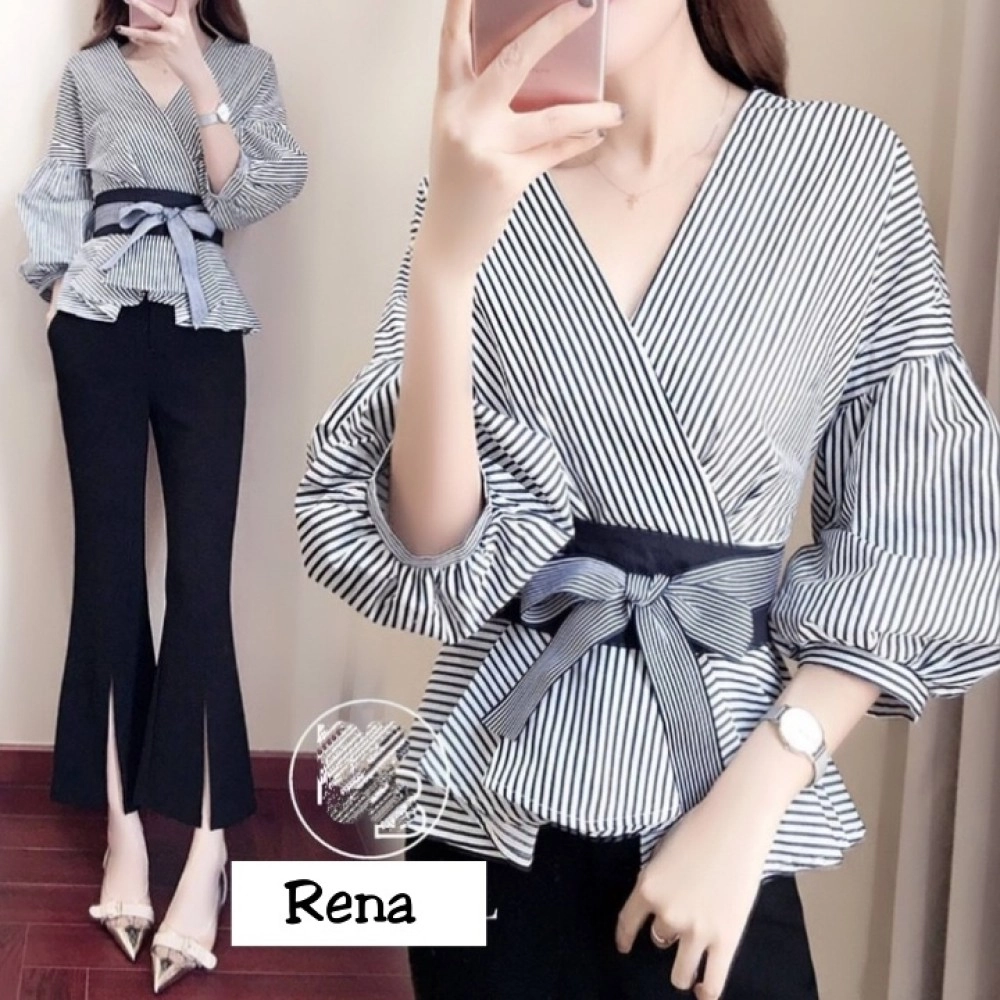 Baju Korea Kimono Rena Salur Black