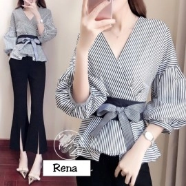 Baju Korea Kimono Rena Salur Black