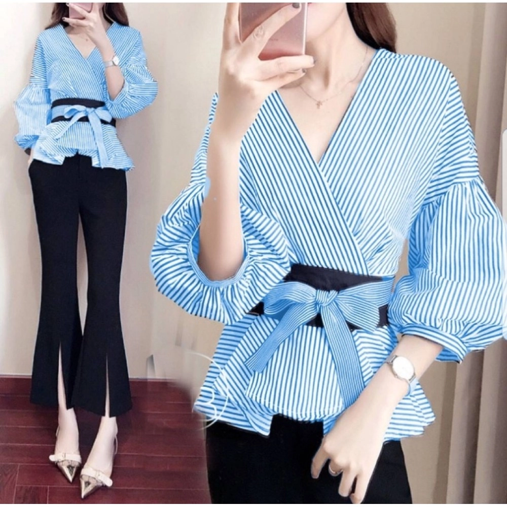 Baju Korea Kimono Rena Salur Blue