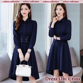 Baju Korea Drs Obi Cross Navy